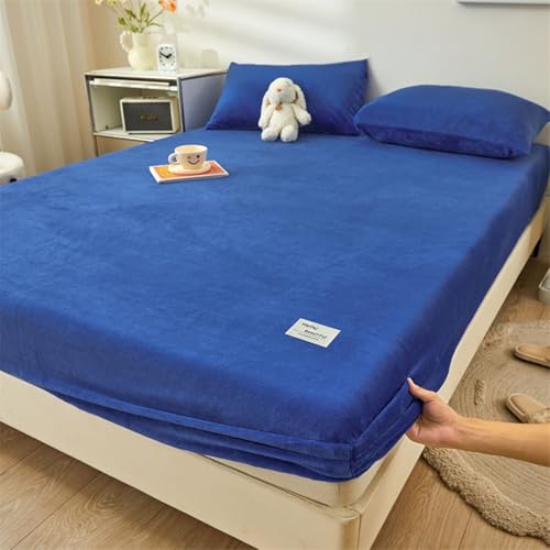 Bishilin Spannbettlaken 90x200 Marineblau, Spannleintuch Boxspringbett Unifarben Bettwäsche Spannbettlaken für Topper hohe Matratzen (1 Stück, ohne Kissenbezüge)