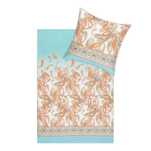 Estella Mako Interlock Jersey Bettwäsche Siena Azur 1 Bettbezug 135 x 200 cm + 1 Kissenbezug 80 x 80 cm