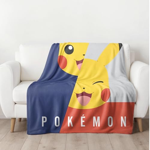 Pokemon Decke Kuscheldecke 160x200 cm · Coral Fleece-Decke Pikachu Fanartikel für Kinder, Teenager und Erwachsene · Gaming Gamer Geschenk Decke