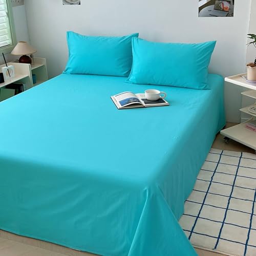 Homxi Bettwäsche Sommer,200 x 230 cm,Matratzenbezug Doppelbett Baumwolle Einfarbig Spannbettlaken Türkis