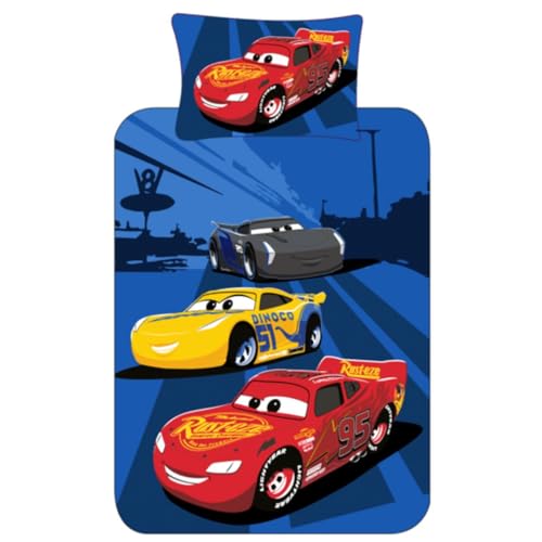Disney Cars Lightning McQueen Bettwäsche-Set für Einzelbett, offizielles Lizenzprodukt, wendbar, weicher und strapazierfähiger blauer Bezug, inklusive Kissenbezug Disney Cars Lightning McQueen Bettwäsche-Set für Einzelbett, offizielles Lizenzprodukt, wendbar, weicher und strapazierfähiger blauer Bezug, inklusive Kissenbezug