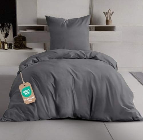 MALIKA Bettwäsche 155x220 Baumwolle Sets, Uni einfarbig, Bettbezug 155 x 220 cm, Kissenbezug 80x80 cm, Renforcé, Oeko-TEX Bettwäsche mit Reißverschluss MALIKA Bettwäsche 155x220 Baumwolle Sets, Uni einfarbig, Bettbezug 155 x 220 cm, Kissenbezug 80x80 cm, Renforcé, Oeko-TEX Bettwäsche mit Reißverschluss