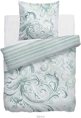 Heckett Lane Wendebettwäsche 100% Baumwolle Mako-Satin Senna 135x200 (80x80) Grün