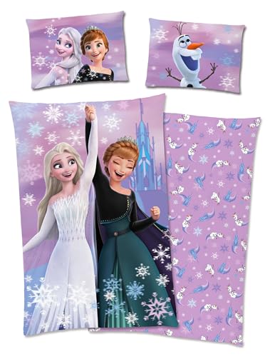 Disney Kinder Bettwäsche Frozen - Die Eiskönigin 40 x 60 cm 100 x 135 cm Baumwolle mit Reißverschluss