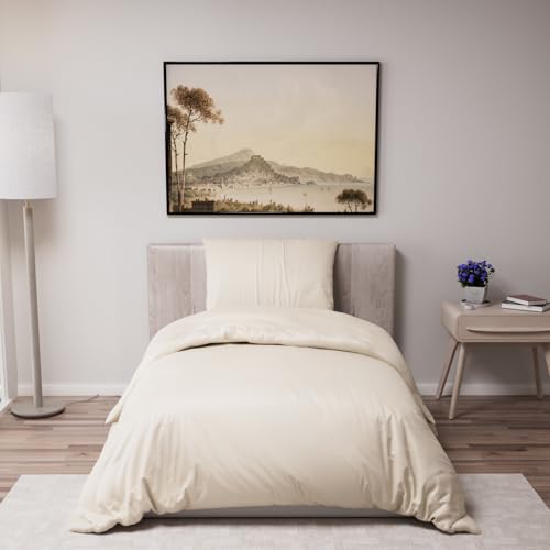 Dreamzie - Bettwäsche 135x200 Set Beige – Bettbezug mit 1 Kissenbezug 80x80 – Mikrofaser Weich & Pflegeleicht - Oeko-Tex