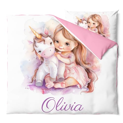 Pictogogo Personalisierte Baby Bettwäsche mit Einhorn, Kinderbettwäsche, Bettwäsche Mit Namen, Babybett Komplett Set Mit Reißverschluss, Oeko-TEX Standard 100 (Einhorn 4, 80 x 80 cm) Pictogogo Personalisierte Baby Bettwäsche mit Einhorn, Kinderbettwäsche, Bettwäsche Mit Namen, Babybett Komplett Set Mit Reißverschluss, Oeko-TEX Standard 100 (Einhorn 4, 80 x 80 cm)