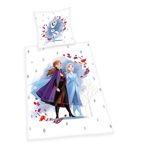 Herding Disney´s Eiskönigin 2 Bettwäsche-Set, Kopfkissenbezug 80 x 80 cm, Bettbezug 135 x 200 cm, Mit leichtläufigem Reißverschluss, 100% Baumwolle/Renforcé