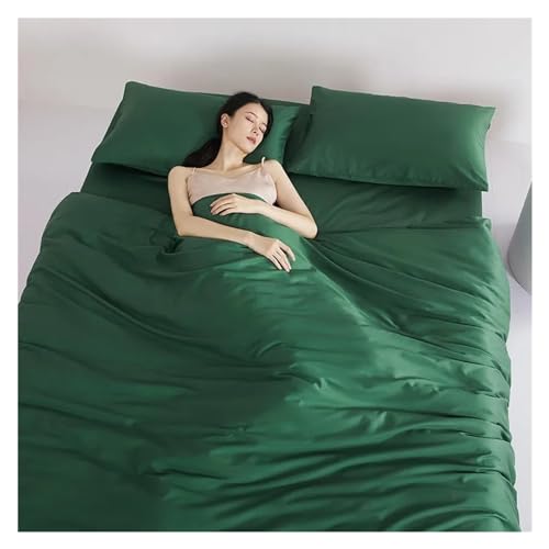NPoui Ägyptische Baumwolle, seidig weich, Bettbezug-Set, einfarbig, einfarbig, grün, Bettwäsche-Set, langstapelige Baumwolle, hochwertige Bettlaken, Kissenbezüge, Weiche Bettwäsche