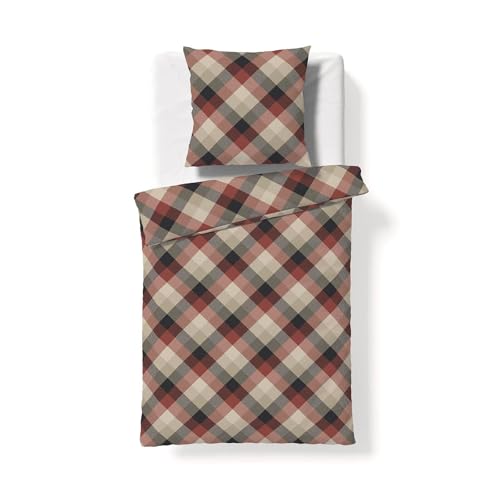 fleuresse Feinbiber Bettwäsche Aspen Maastricht braun 1 Bettbezug 155 x 220 cm + 1 Kissenbezug 80 x 80 cm