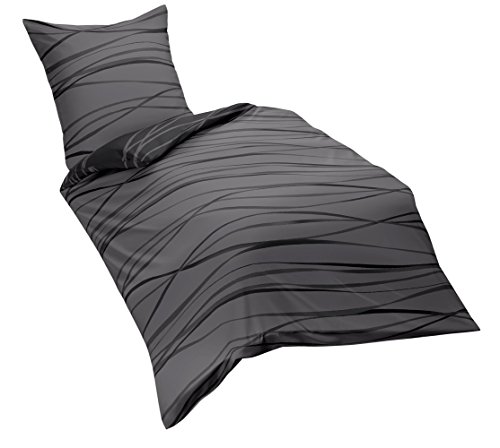 Kaeppel Wendebettwäsche Mako-Satin dunkelgrau Größe 1x 155x220 cm + 1x 80x80 cm