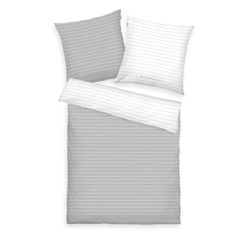 Bettwäsche 135x200, Tom Tailor Bettwäsche-Set Scandi Trio, zeitlos, gradlinig, klar, 100% natürliche Baumwolle, 1x Kissenbezug 80x80 + Bettbezug 135x200, Reißverschluss, Erwachsene (Stockholm)