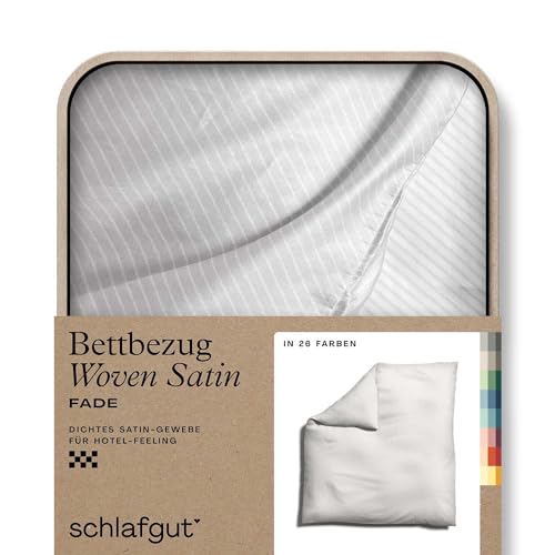 Woven Fade Satin Bettwäsche 240x220cm Bettdecke Bezug einzeln, White Fade in Hotelqualität mit 100% Baumwolle, gestreift