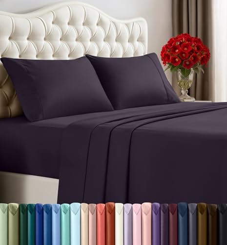 Utopia Bedding Queen-Bettwäsche-Set – 4-teiliges Bettwäsche-Set – gebürstete Mikrofaser – schrumpffrei und lichtbeständig – pflegeleicht (Queen, Lila)