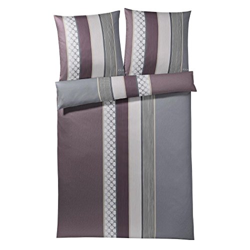 JOOP! 4069-1 Cornflower Stripes Mako-Satin-Bettwäsche 155x220 + 1x 80x80 deep wine