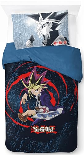Jay Franco Yu-Gi-Oh Time to Duel 100% Baumwolle Einzelbett-Bettbezug-Set – Bettwäsche Enthält Kissenbezug 50 x 70 cm