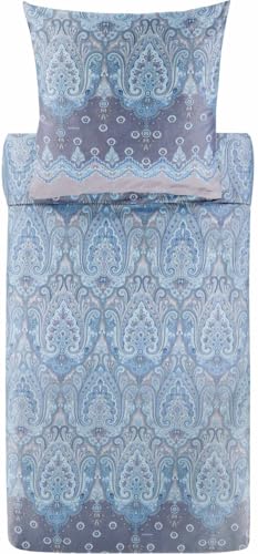 Bassetti ISOLABELLA Bettwäsche + 2 Kissenhüllen aus 100% Baumwollsatin in der Farbe Azzurro C1, Maße: 200x200 + 2 K 80x80 cm - 9329937, Azurblau
