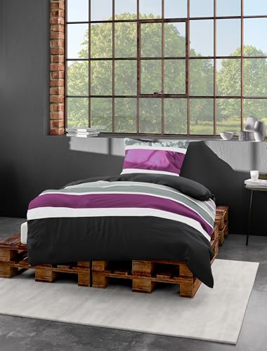 Bierbaum Bettwäsche 4757, Mako-Satin, Designed in Germany, pink 71, 155x220 + 80x80 cm, Komfortgröße