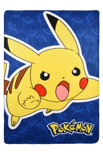 Pokémon Decke, Design: Pikachu, Decke für Sofa, Bett, Fleecedecke, weich und warm, Geschenk für Kinder und Jugendliche, 100 x 150 cm