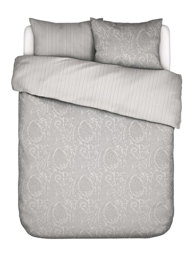 ESSENZA Bettwäsche Fabrice Cloud Grey, 200x200 + 2X 80x80 cm - 100% Baumwollsatin 220TC - Grafisches
