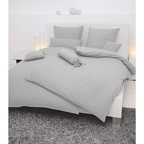 Janine Bettwäsche Seersucker Uni Piano 135x200 cm inklusive Kissenbezug 80x80 cm Platin