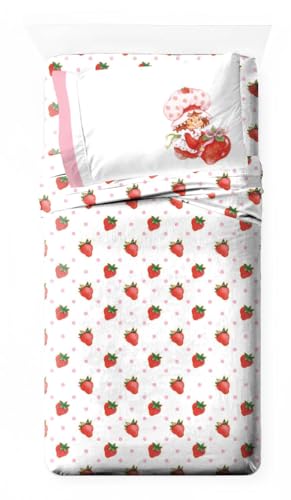 Jay Franco Strawberry Shortcake Bettwäsche-Set für Doppelbett, superweich, 3-teiliges Kinder-Bettwäsche-Set, Mikrofaser, inkl. wendbarem Kissenbezug