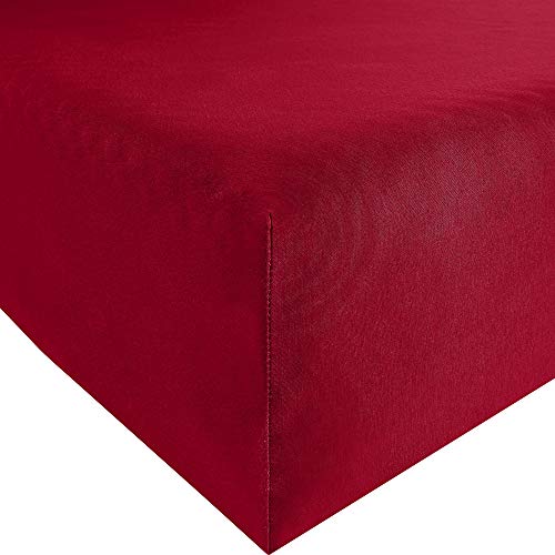 Bella Donna „Cher“, Jersey-Spannbettuch, baumwolle, rot, 200 cm x 220 cm