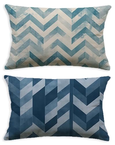 Kissenbezug 40 x 80 2er Set Kissen Türkis Samt Kissenbezug Streifen,2026 Neu Rechteck Doppelseitiger Druck Kopfkissenbezug für Winter Innen Sofa Wohnzimmer Schlafzimmer Bettwäsche Büro Deko O-485C