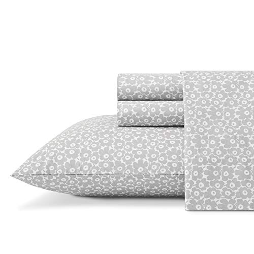 Marimekko - King-Size-Bettlaken, Baumwoll-Perkal-Bettwäsc he-Set, knackige und Coole Heimdekoration (Pikkuinen Unikko Grey, Kingsize)