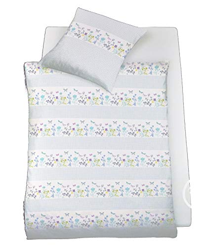 schlafgut Bettwäsche Set 135 x 200 Mako Satin Baumwolle Bügelleicht Weiß Blau Lila
