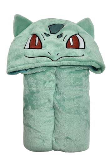 Homadict – Decke mit Kapuze Pokémon – Bisasam – 120 x 150 cm – weich & bequem – offizielles Lizenzprodukt, Gelb