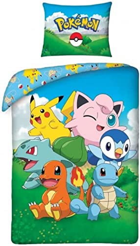 Halantex Pokemon Bettwäsche POK-419BL, 2 Stück , 140x200 + 70x90, 100% Baumwolle
