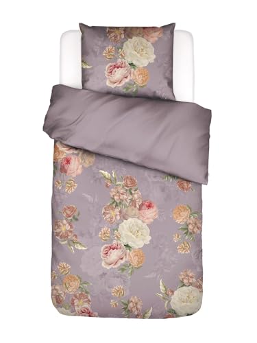 ESSENZA Bettwäsche Orianna Pale Purple, 155x220 + 1x 80x80 cm - 100% Bio-Baumwollsatin 220TC - Blumen