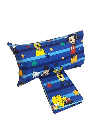Disney Mickey Mouse Bettwäsche-Set für Einzelbett, aus Flanell aus Reiner Baumwolle, Bettbezug + Spannbettlaken + Kissenbezug