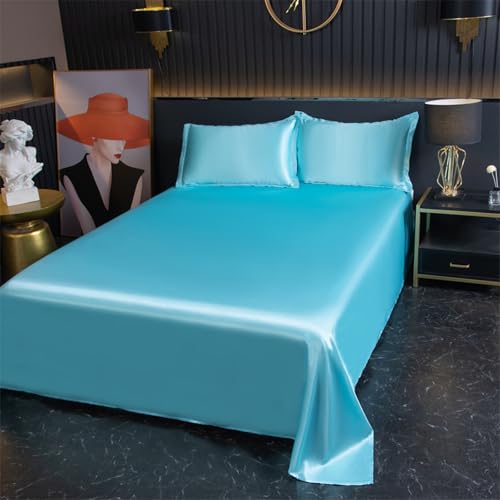 JIANINGHOME Satin Bettwäsche,180x230cm,Hel lblau-2,Glanzsatin Seide Wendebettwäsche Sommer Glatt