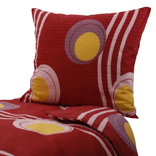 Hans-Textil-Shop Seersucker Kinderbettwäsche Baumwolle - Bügelfrei, Bettwäsche, Kinder, Baby, Mädchen, Jungen, Kinderbett, Babybett (Punkte Streifen Rot Gelb, 135x200 + 80x80 cm) Hans-Textil-Shop Seersucker Kinderbettwäsche Baumwolle - Bügelfrei, Bettwäsche, Kinder, Baby, Mädchen, Jungen, Kinderbett, Babybett (Punkte Streifen Rot Gelb, 135x200 + 80x80 cm)