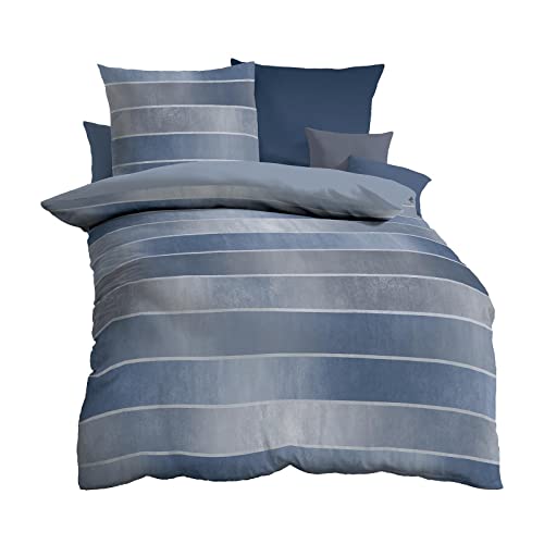Kaeppel Mako-Satin Bettwäsche Timeless blau, 1 Bettbezug 135 x 200 cm + 1 Kissenbezug 80 x 80 cm