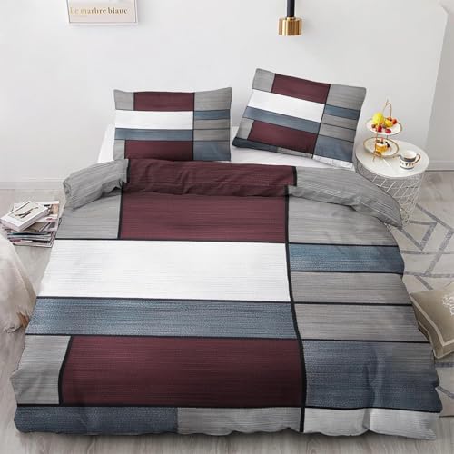 Bettwäsche 135x200 Geometrisches Muster Bettbezug 135 x 200 2 Teilig Landhausstil Bettwäsche-Sets 3D Muster Weiche Mikrofaser Bettbezüge mit 1 Kissenbezug 80x80 cm D2598