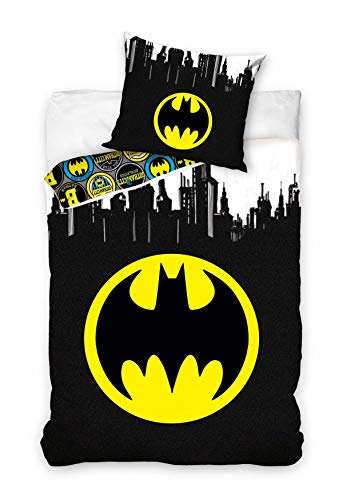 Comics DC Bettwäsche-Set mit Batman-Logo, 100% Baumwolle, Bettbezug 140 x 200 cm, Kopfkissenbezug 70 x 80 cm Comics DC Bettwäsche-Set mit Batman-Logo, 100% Baumwolle, Bettbezug 140 x 200 cm, Kopfkissenbezug 70 x 80 cm