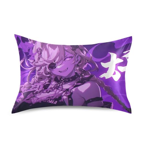 Anime lila Damen-Satin-Kissenbezüge , Standardgröße, ägyptische Baumwolle, 50,8 x 76,2 cm