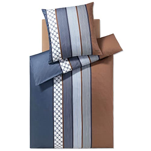 Joop! Bettwäsche Cornflower Stripes Mako-Satin deep Ocean Größe 155x220 cm (80x80 cm)