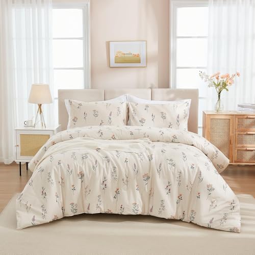 YZQGLHP Bettbezüge 135x200 Einfach Bettwaesche BlüMchen Bettbezug Mikrofaser 3teilig Bettwäsche Weich Atmungsaktiv und 2 Kissenbezüge 80x80 cm mit Reißverschluss