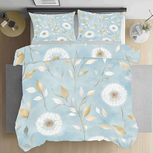 Dppyuxa Modern Pusteblume Bügelfreie Bettwäsche Set 135x200 Botanisch Blatt Bettbezug 3 Teiliges Geblümt Zweig Deckenbezug mit Reißverschluss 2 Kissenbezug 80x80 Weich Dppyuxa Modern Pusteblume Bügelfreie Bettwäsche Set 135x200 Botanisch Blatt Bettbezug 3 Teiliges Geblümt Zweig Deckenbezug mit Reißverschluss 2 Kissenbezug 80x80 Weich