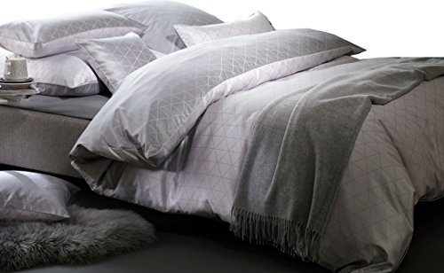 Curt Bauer Mako-Brokat-Damast Wendebettwäsche JOVE perlgrau 1 Bettbezug 200 x 200 cm + 2 Kissenbezüge 80 x 80 cm