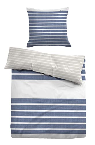 TOM TAILOR 0067693 Bettwäsche Garnitur mit Kopfkissenbezug Satin - Aurin 1x 135x200 cm + 1x 80x80 cm, Indigo Blue