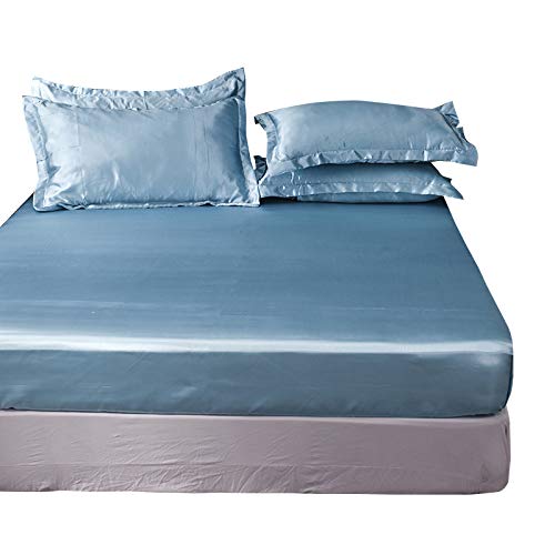 Seiden-Bettwäsche-Set für Zuhause, Eisseide, Kissenbezug und Bettbezug, reine Farbe, 180 x 200 + 25 cm, weich und atmungsaktiv, Luxus-Bettwäsche für Komfort