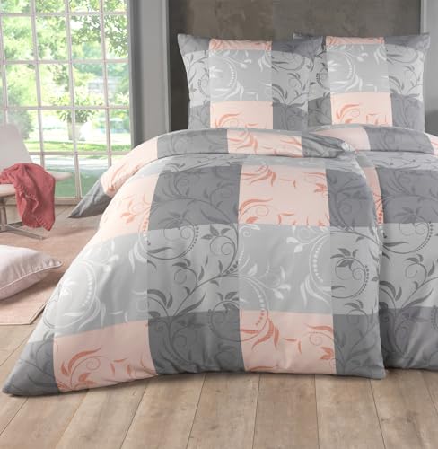 Kuscheli® Bettwäsche 135x200 4 teilig | ÖkoTex Zertifiziert & für Allergiker geeignet | Bettwäsche Set je 2 Bettbezügen 135 x 200 & Kissenbezügen 80x80 | modern & hochwertig, Farbe:D08