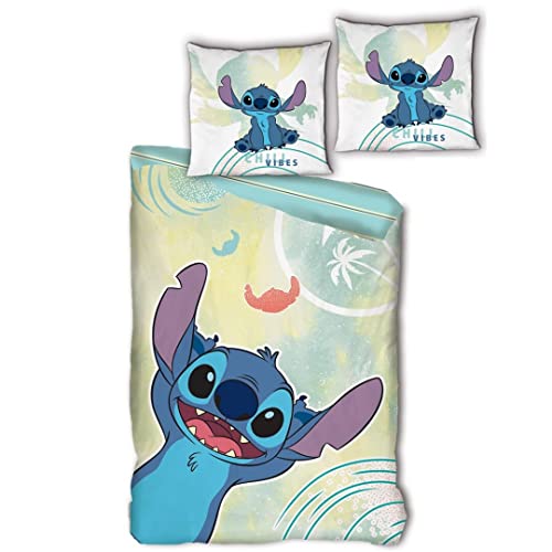 Disney Stitch Kinder-Bettwäsche Set Flanell, Bettbezug 140x200 cm + Kissenbezug 65x65 cm