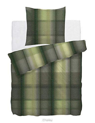 HNL Living Refined Satin Charley Mako-Satin-Bettwäsche Grün 135x200 + 80x80