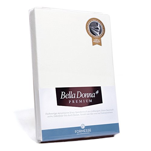 Formesse – Bella Donna Premium. Luxus Jersey Spannbettlaken 90x190-100x220cm - bis 30cm Höhe - Baumwollzwirn,3% Elastan, Aloe Vera, Arganöl, merzerisiert/Spannbetttuc h aus Deutschland in Weiss