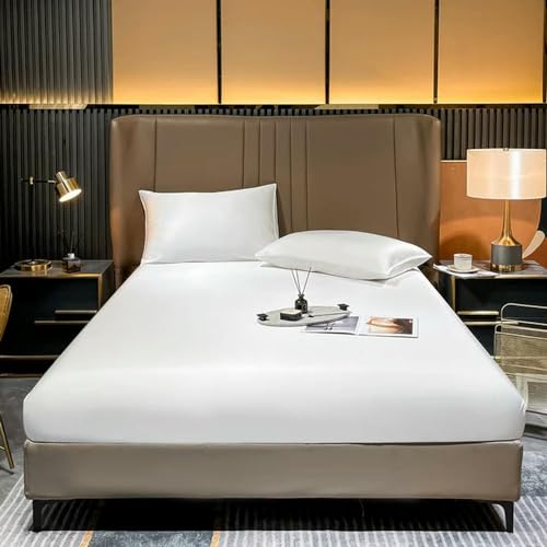 Luxuriöses Spannbetttuch aus natürlicher Maulbeerseide für Queen-Size-/King-Size-Mat ratzen, maßgeschneiderte, weiche, hypoallergene Seiden-Bettwäsche für ultimativen Komfort